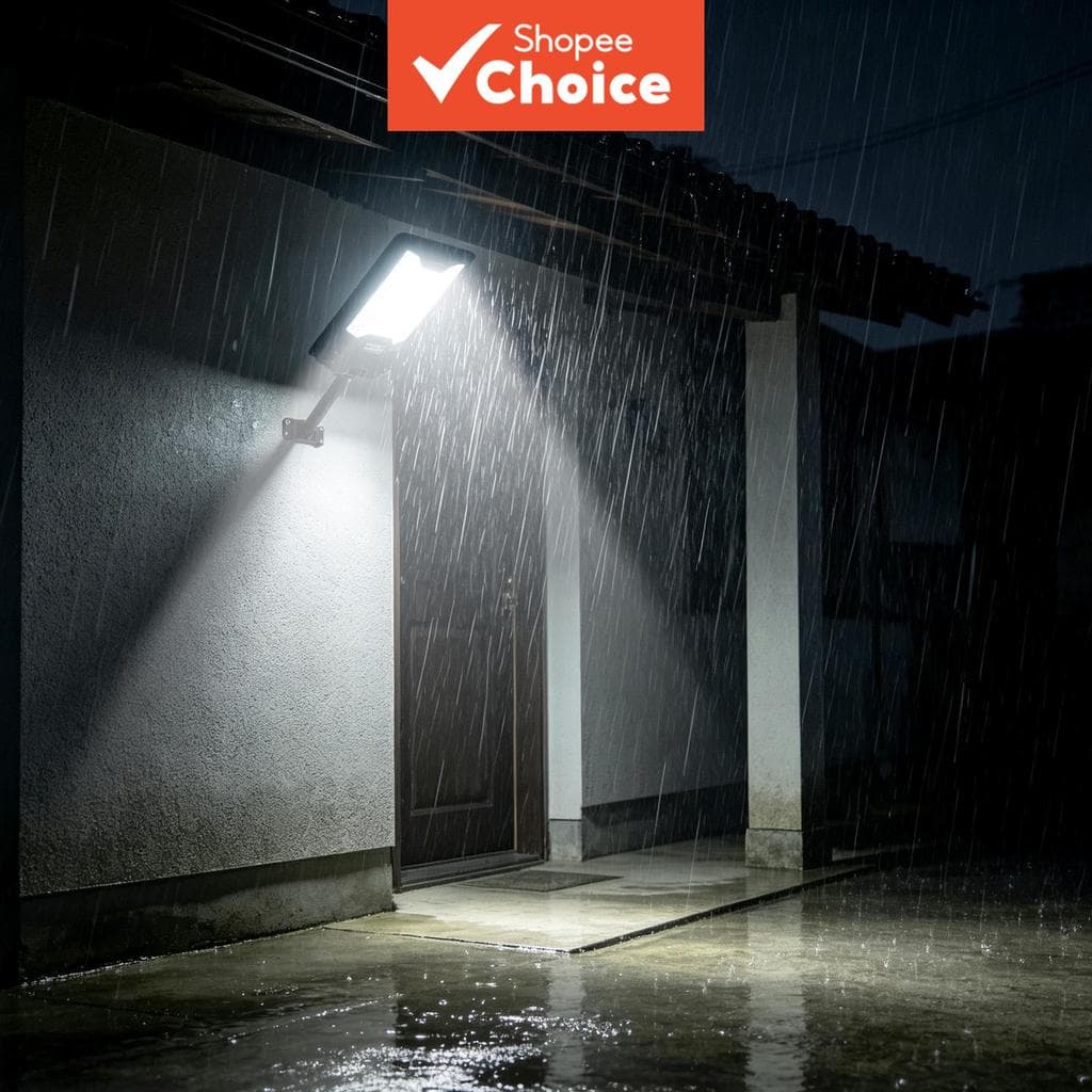 1000W LED Luminária Pública Solar, Sensor Inteligente de Luz + Controle Remoto, Lâmpada Noturna à Prova D’Água para
