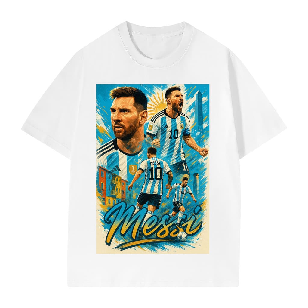 Camiseta Lionel Messi 10 Argentina Camisa Algodão Estampa Artística Streetwear