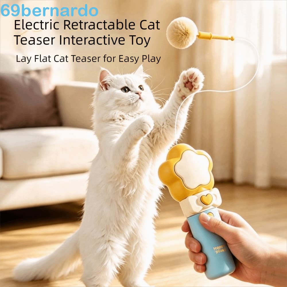 BERNARDO Teaser Elétrico Para Gatos , Varinha Interativa Portátil De Longa Duração Brinquedo Retrátil Lançador De Gato