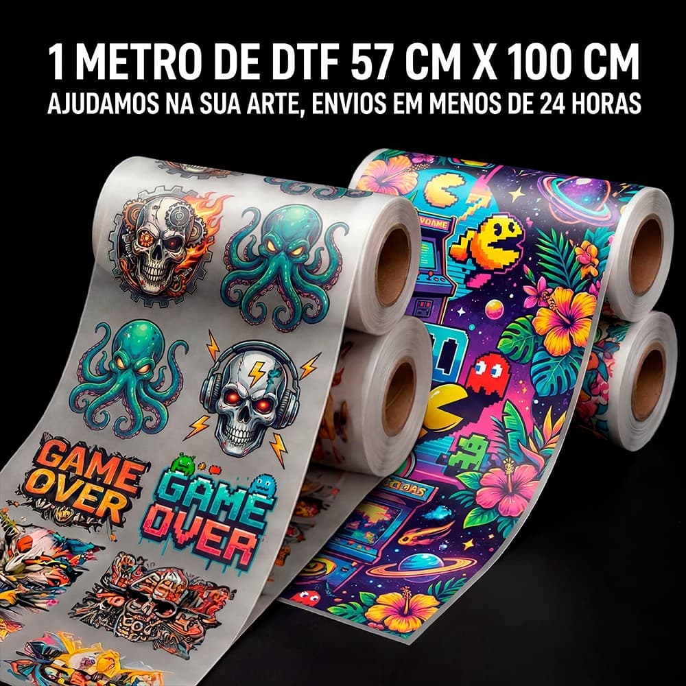 DTF Por Metro 57cm x 100cm Impressão Têxtil De Alta Qualidade Cores Vibrantes Envio Rápido em 24h