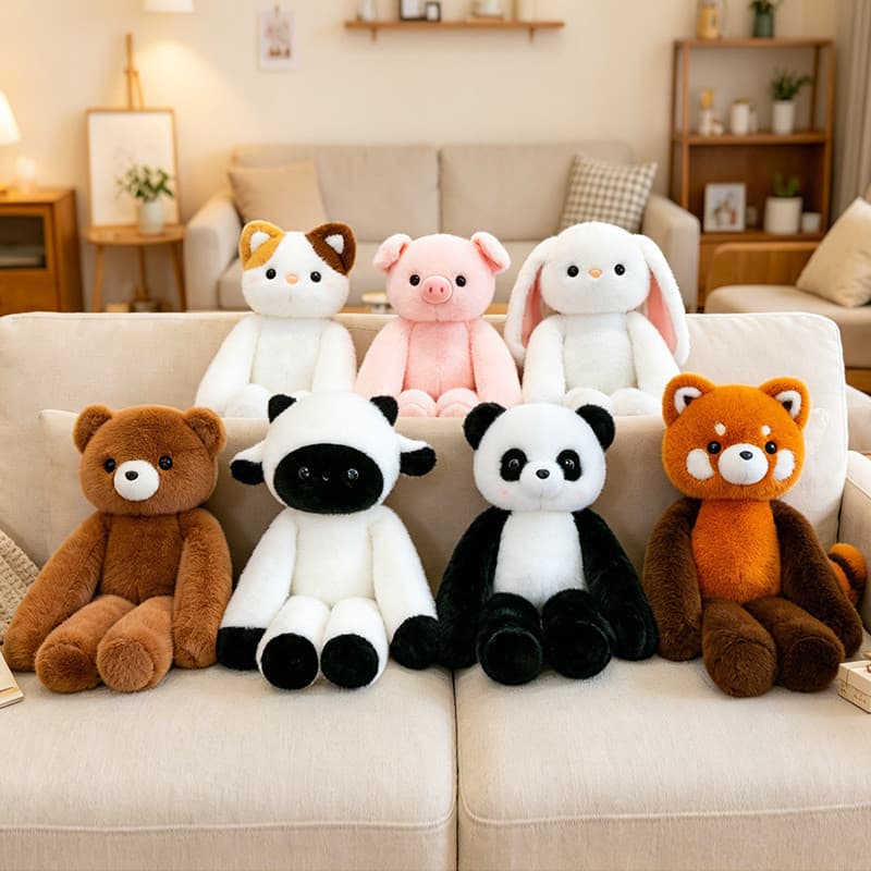 Preguiçoso Animal paraíso coelho Panda boneca brinquedo de pelúcia guaxinim travesseiro boneca Ragdoll deitado no corpo