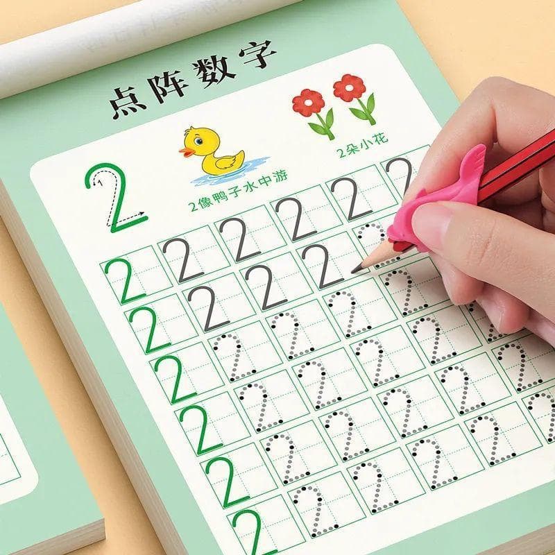 Crianças número prática Copybook Pinyin Dot matriz caneta treinamento desenho vermelho jardim de infância prática caligr