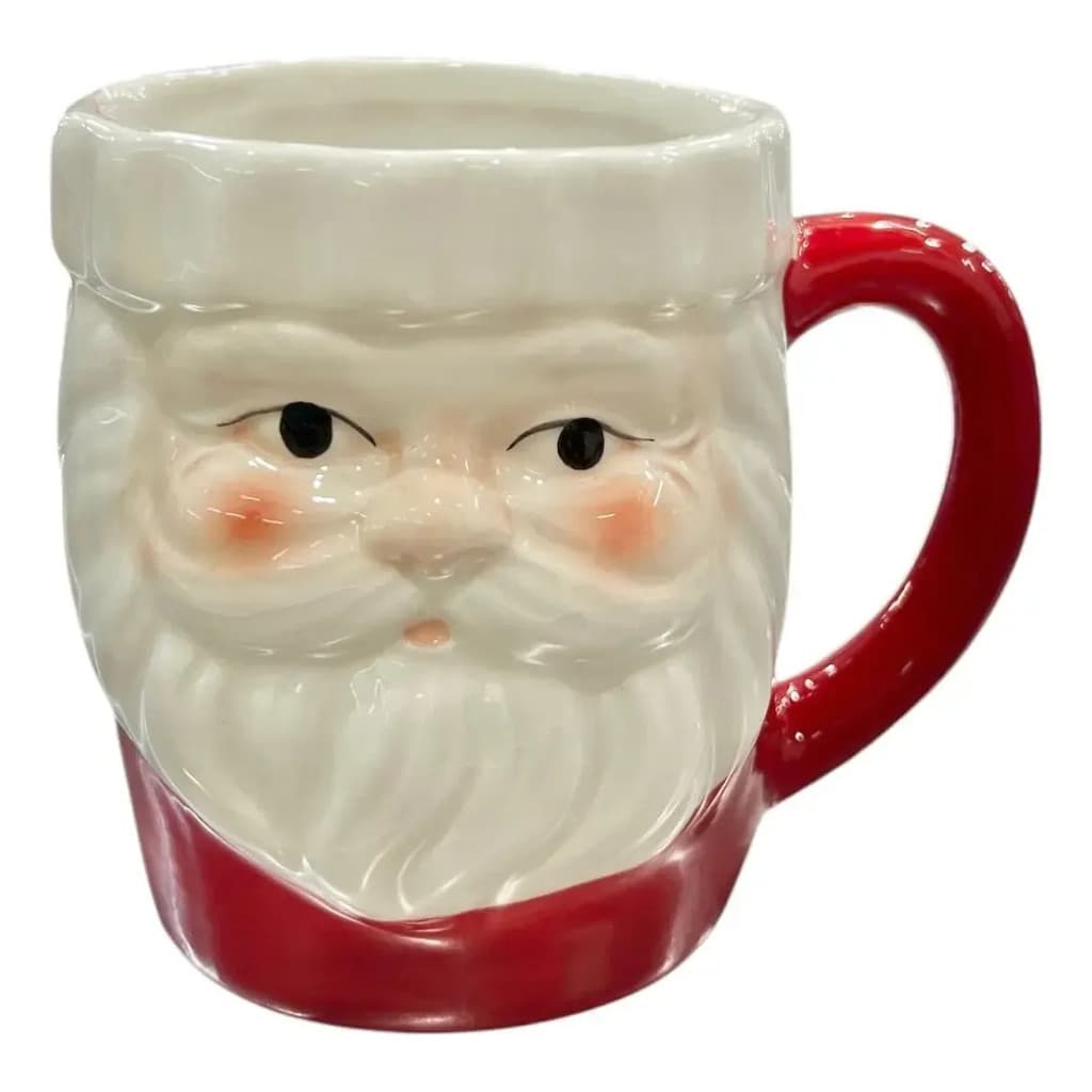 Caneca 3D de Cerâmica Papai Noel Enfeite Natalino para Café, Bebidas e Decoração de Natal