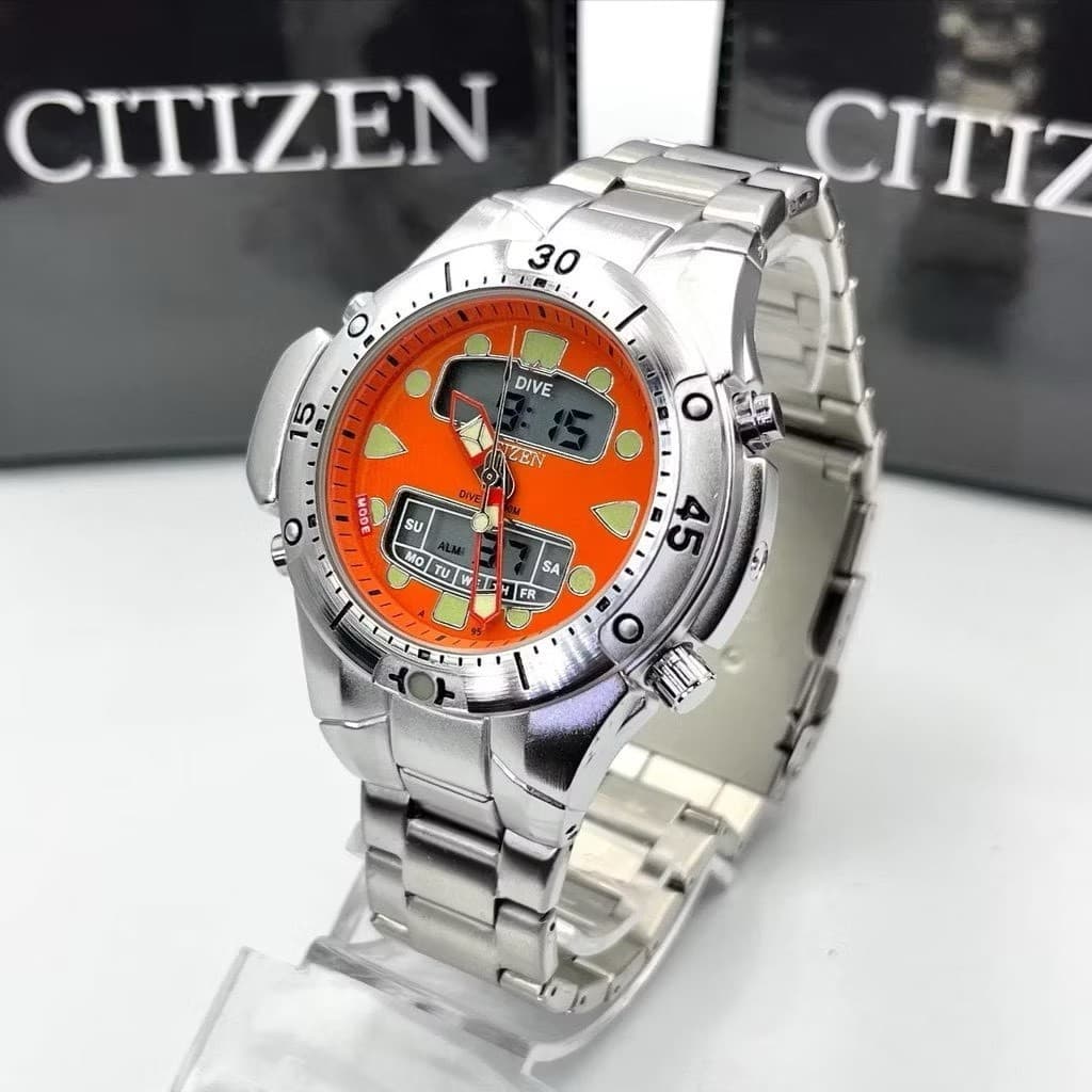 relogio estilo citizen resistente a agua aqualand full metal com caixa fucional