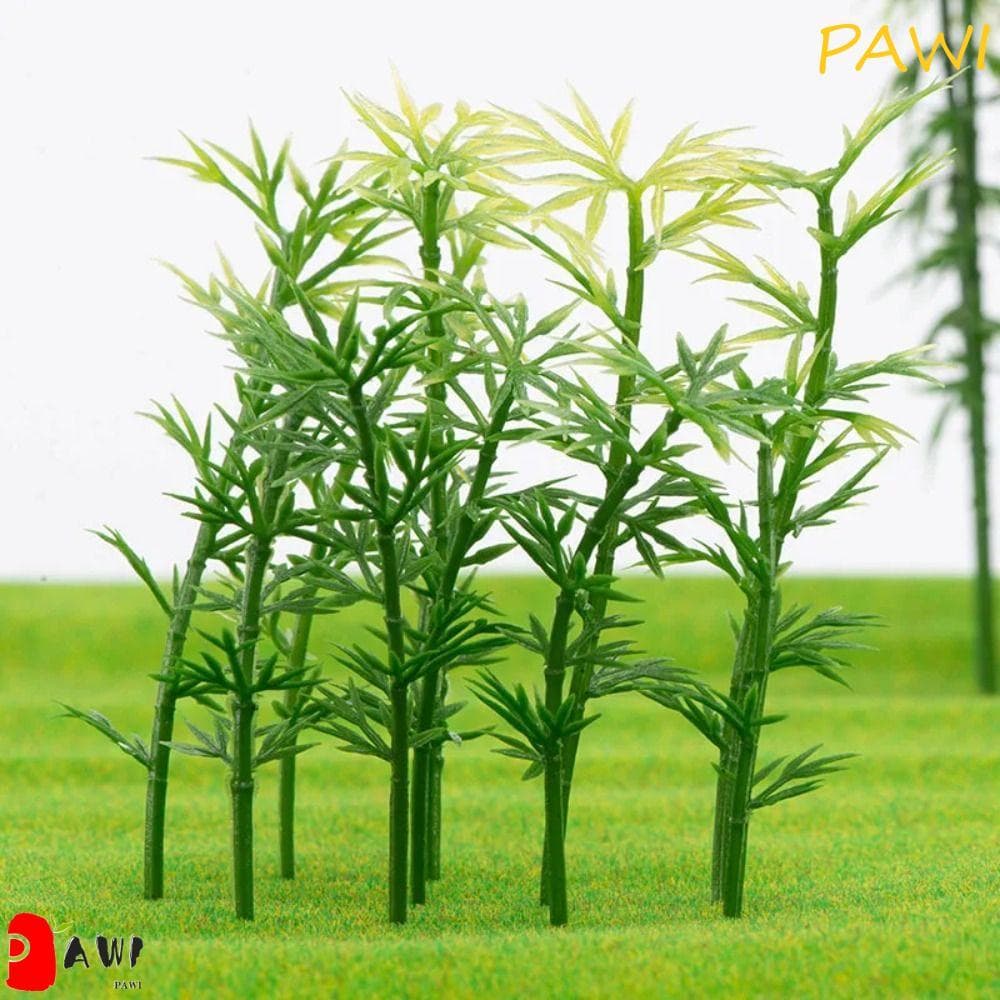 PAWI 10 Peças De Árvore De Bambu Em Miniatura , Micro Paisagem Simulada Artificial , Pequenas Plantas Verdes De Simulaçã