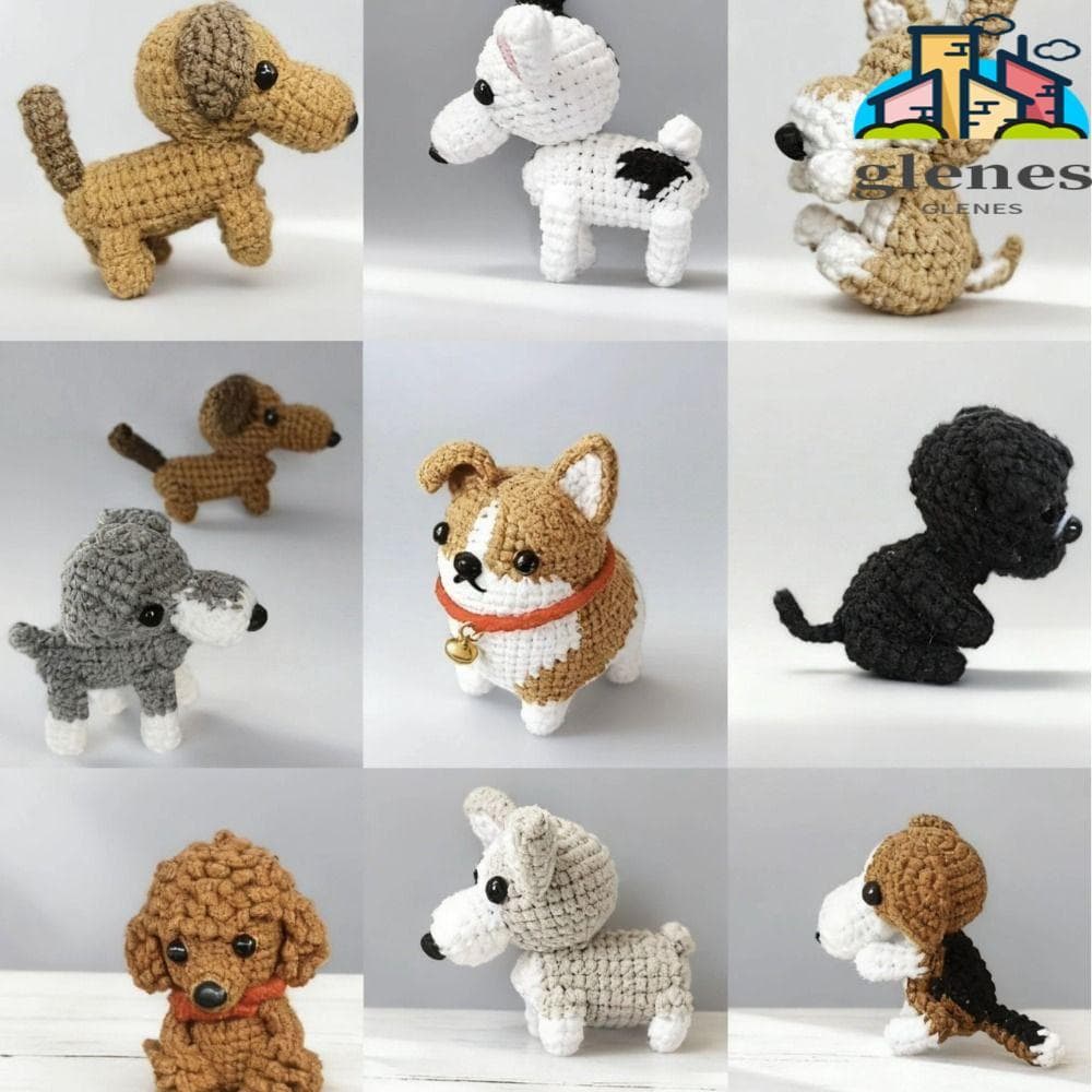 Cachorro De Crochê GLENES , Malha Corgi Em Pé , Boneca Animal Dachshund , Amigos De Animais Fofos Feitos À Mão