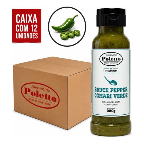Caixa Kit 12 Molhos Comari Pimenta Verde Poletto - 280g