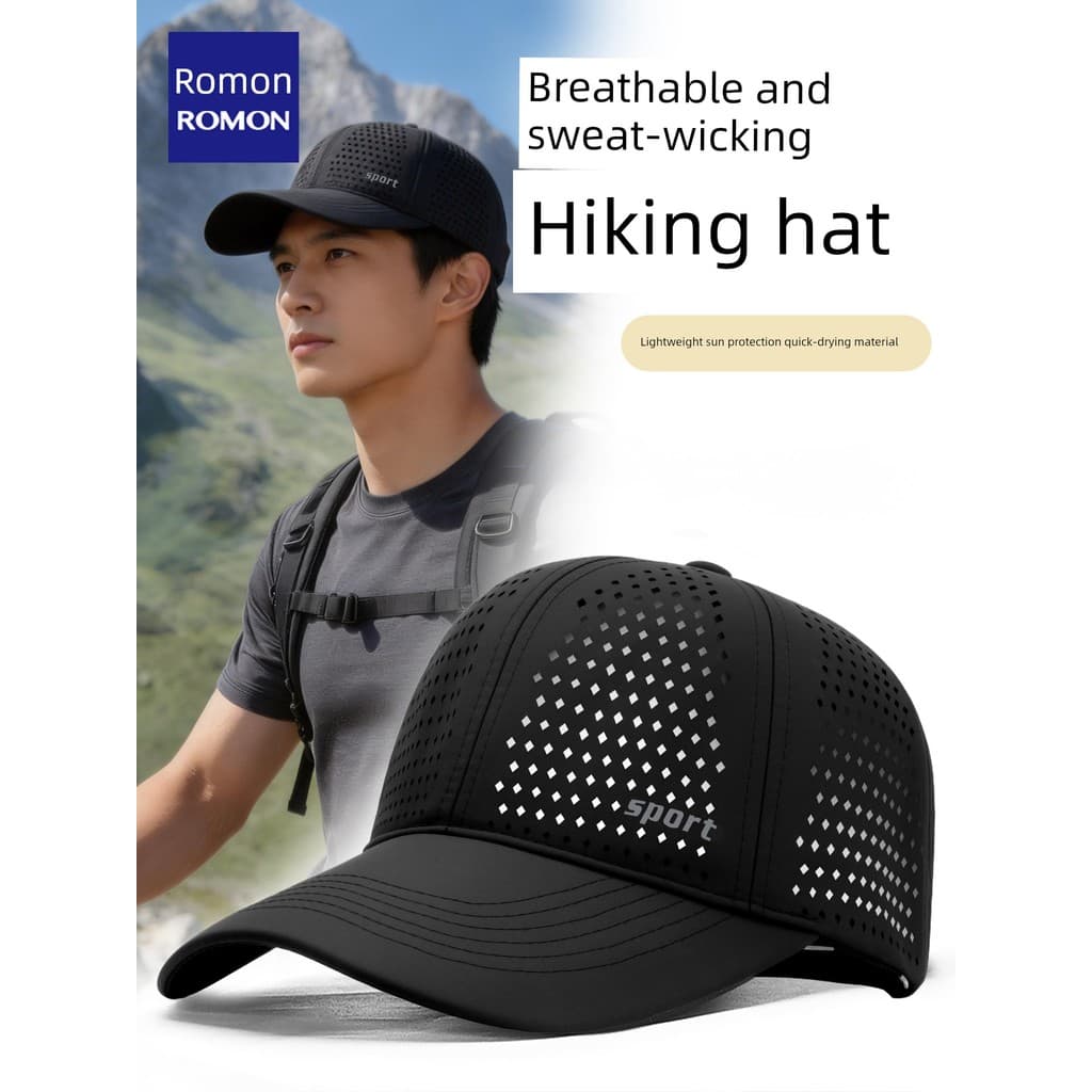 boné boné masculino Romon malha chapéu masculino boné de pico verão fino respirável de secagem rápida boné de beisebol