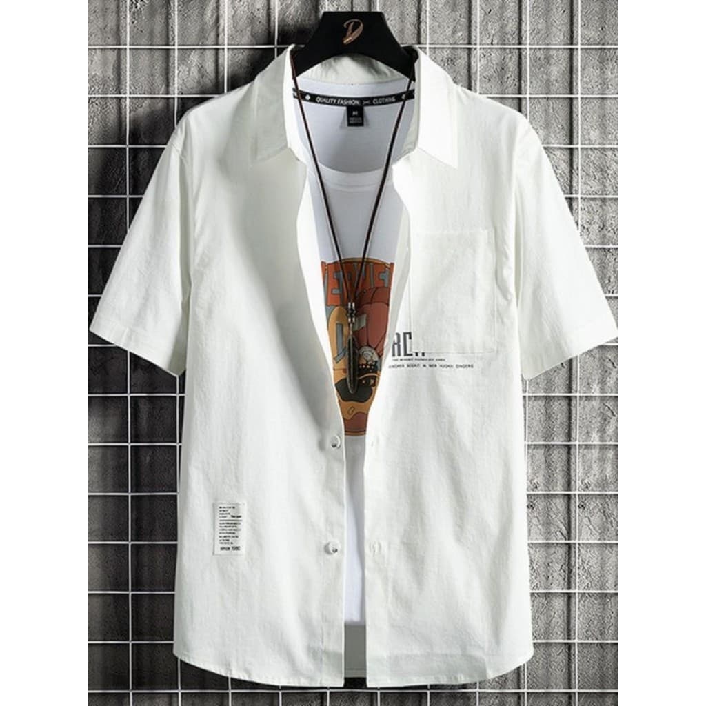 Camisa de manga curta masculina verão fino Casual rufião bonito camisa de meia manga solta gelo seda polegada jaqueta ge
