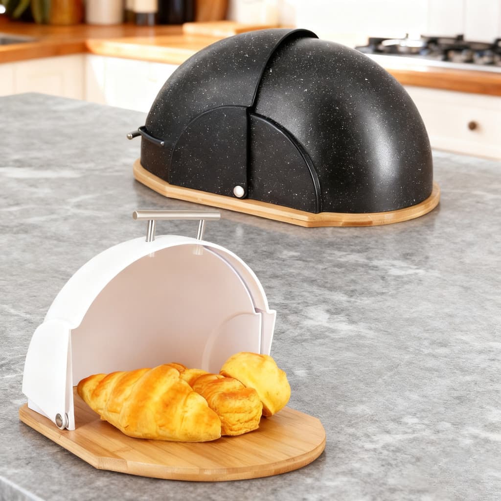 Lado plano Flip armazenamento caixa de pão caixa de pão organizador de cozinha caixa de armazenamento de pão caixa de ar
