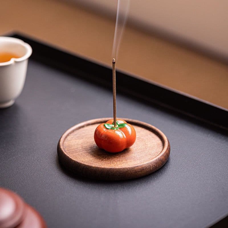 Criativo cerâmica caqui frutas queimador de incenso doméstico interior incenso titular incenso Zen sala chá boa fortuna