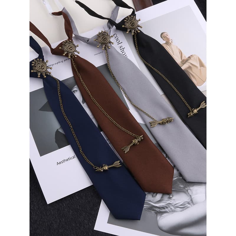 JK pequena gravata Retro Metal pendurado corrente sem gravata All-Match na moda gravata borboleta masculino feminino mod
