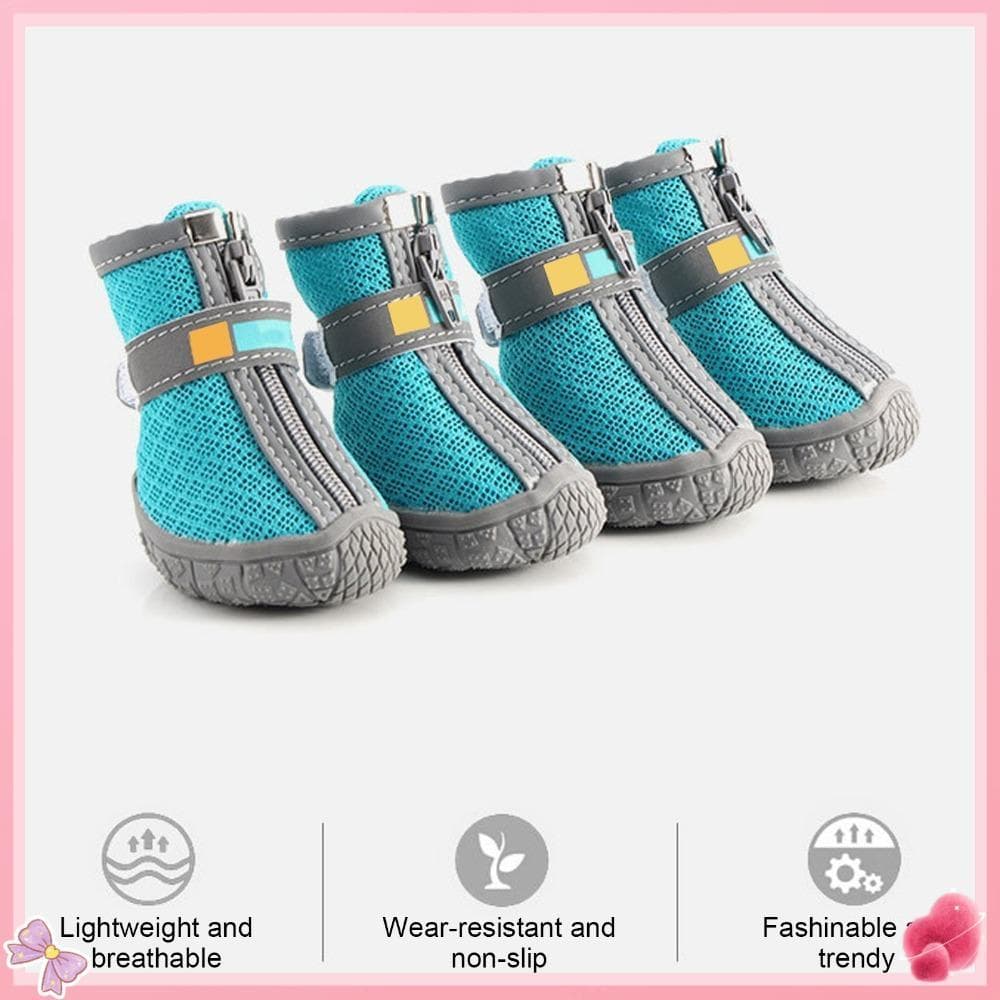 4 Peças De Botas Para Cães , Sola Antiderrapante , Sapatos Azuis Do Lago , Usam Furos De Malha Resistentes , Capa