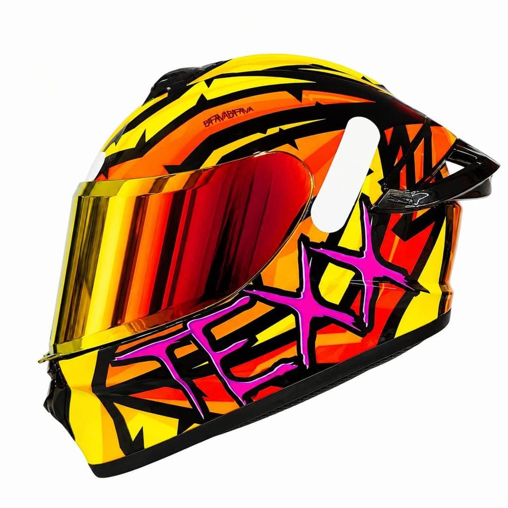 Capacete Texx Spihe Maasai Laranja Amarelo + Viseira Colorida