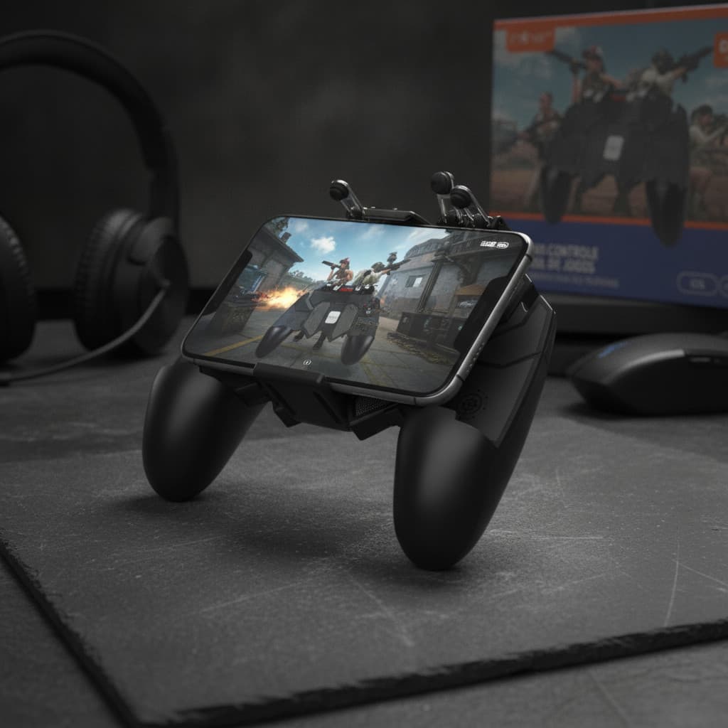 Grip Gatilho Celular Gamer Inova CON-7436 | Suporte Ergonômico Ajustável | Joystick Portátil pa