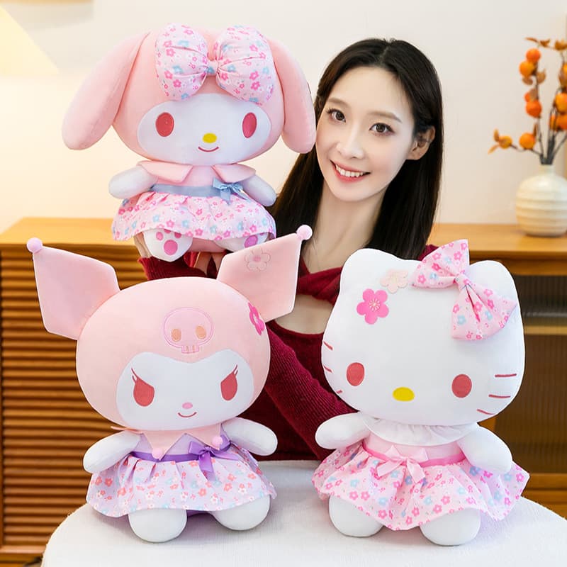 Série de flores de pêssego kt gato brinquedo de pelúcia melodia boneca Kuromi casal masculino Ragdoll presente de aniver
