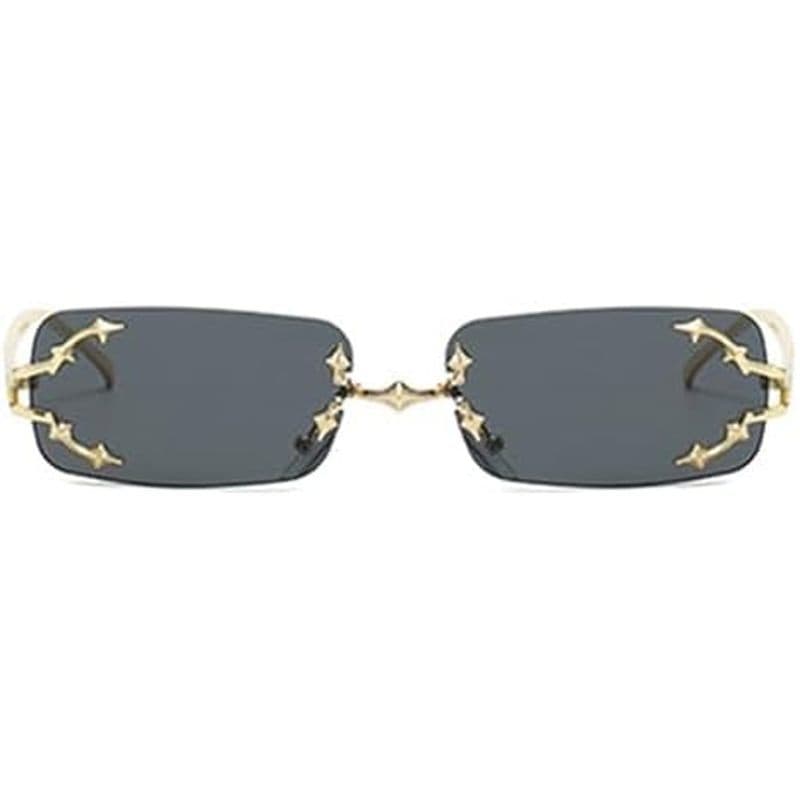 Óculos De Sol Retangulares Sem Aro Para Mulheres E Homens , Quadrados Da Moda , Tons Vintage , Estilo Futurista Punk Y2K