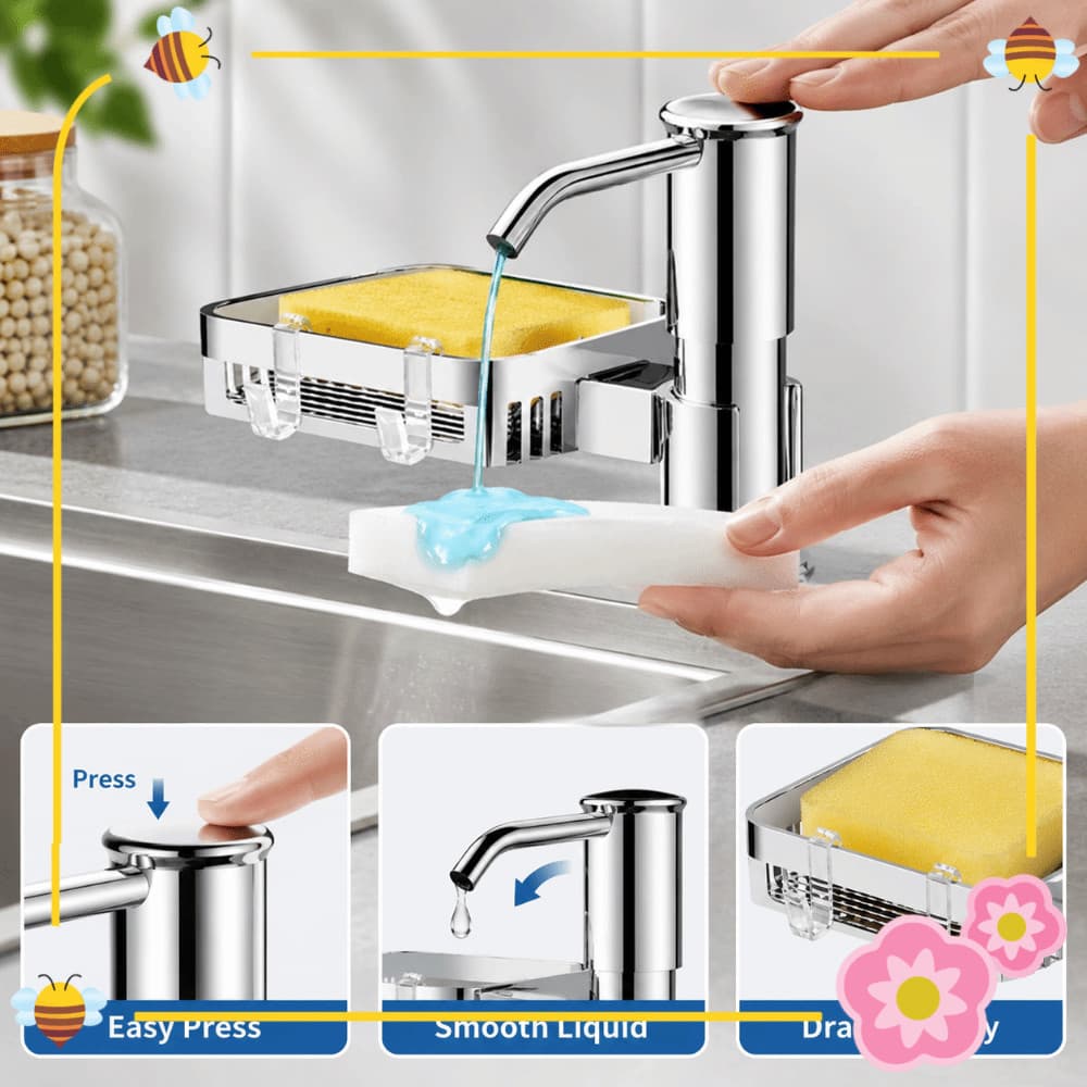 Dispensador De Líquido Para Lavar Louça , Com Tubo De Extensão De Bandeja , Sabão Pia , Fácil Instalação