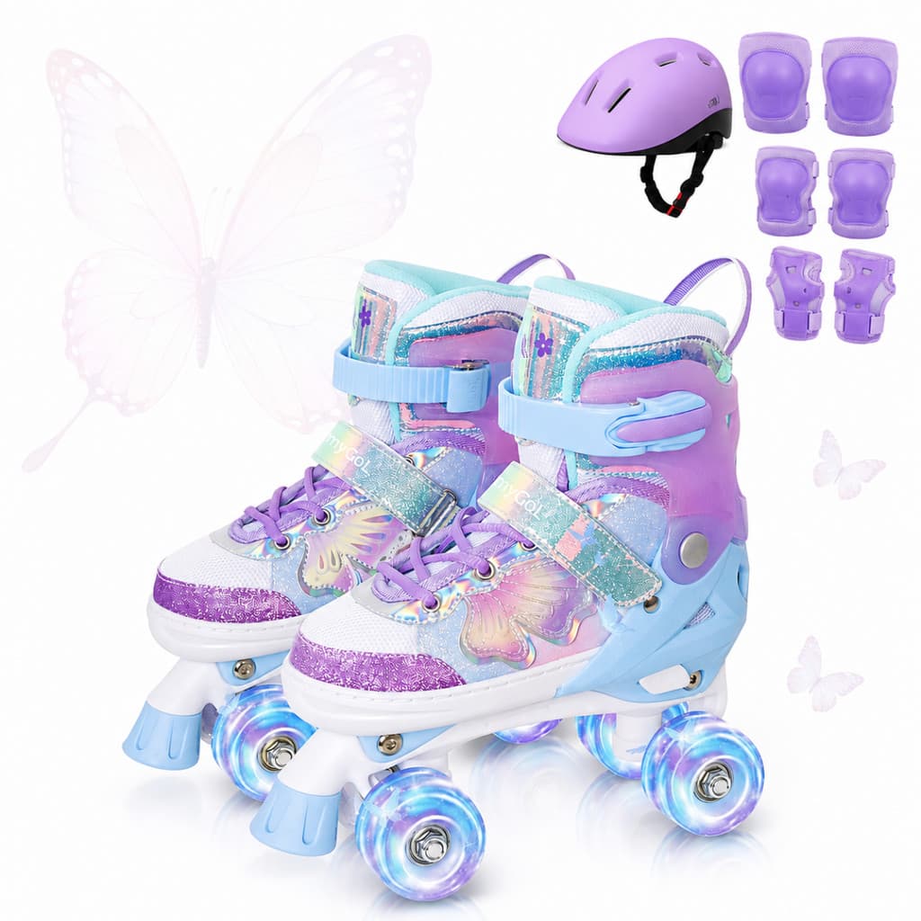 Patins 4 Rodas Infantil Roller Ajustável Para Crianças Menino e Menina + Kit Proteção