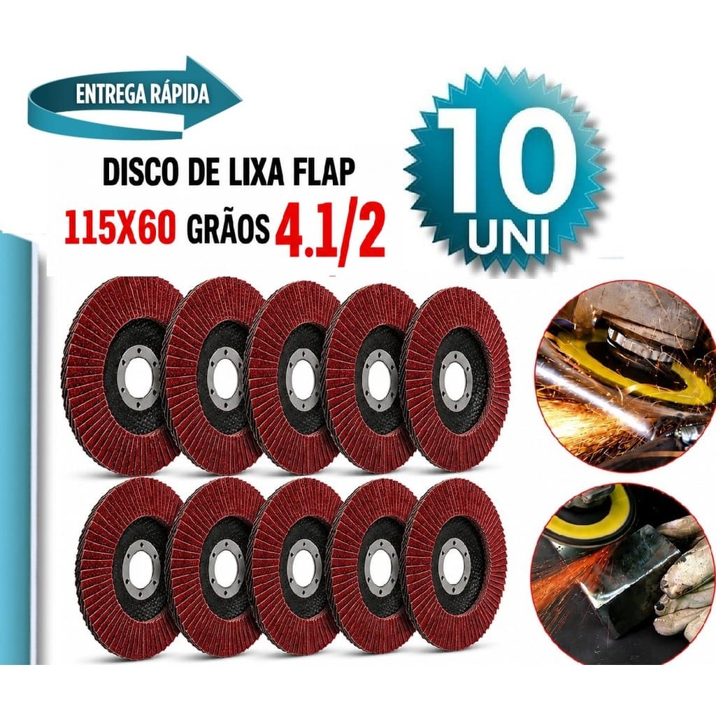 Disco Lixa Flap 10 Unid Para Madeira E Metal Esmerilhadeira 60 graos