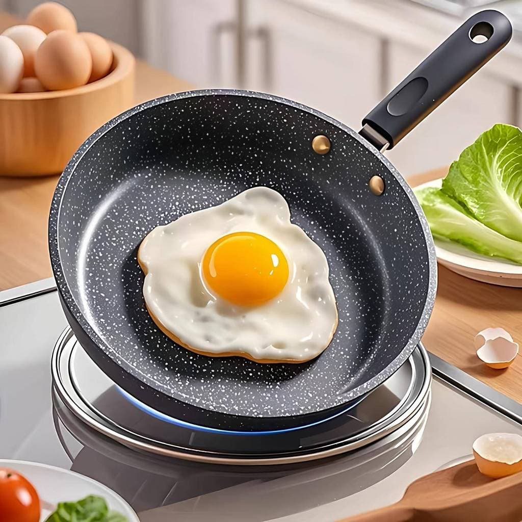 Pedra médica pequena frigideira antiaderente frigideira doméstica sem fumaça panqueca fogão de indução bife Universal fo