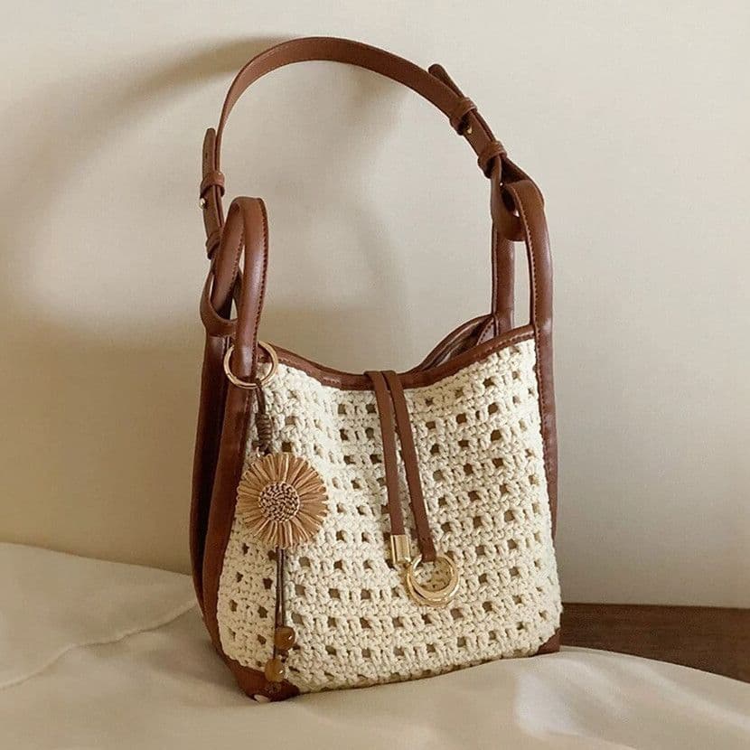 Bolsa Ilha Amor Balde Bolsa Feminina Verão Girassol Tecido Bolsa Bolsa de Ombro Bolsa Mensageiro Bolsa Commuter Bolsa Fe
