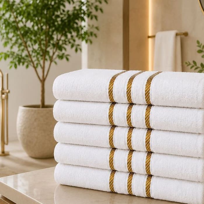 Kit 5 Toalhas de Banho Brancas 100% Algodão 70x130cm Macias Hotel Pousada