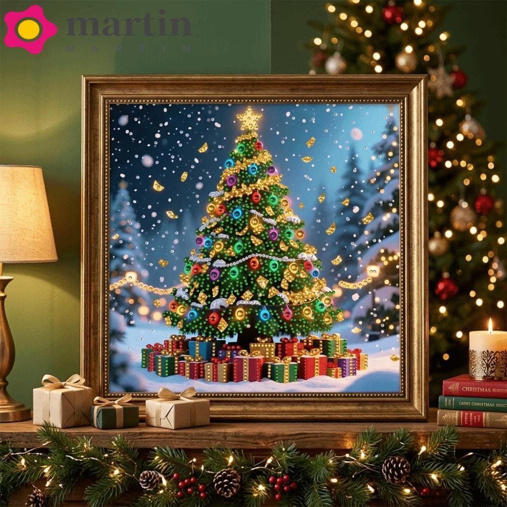 Kit De Arte De Miçangas MARTIN DIY , Pintura De Strass De Natal Plano 2D De Papai Noel , Árvore