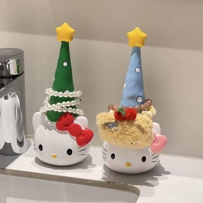 Bonito gatinho gato anel de cabelo armazenamento ferramenta útil banheiro relógio jóias cabide decoração entrada decoraç