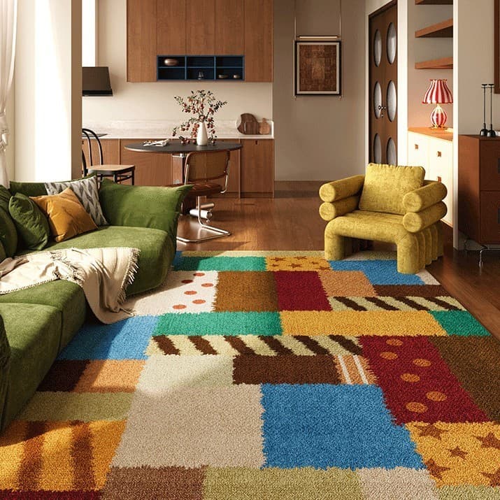 Retro dopamina sala de estar tapete grande área cheia de imitação de caxemira tapete sala de estar quarto resistente à s