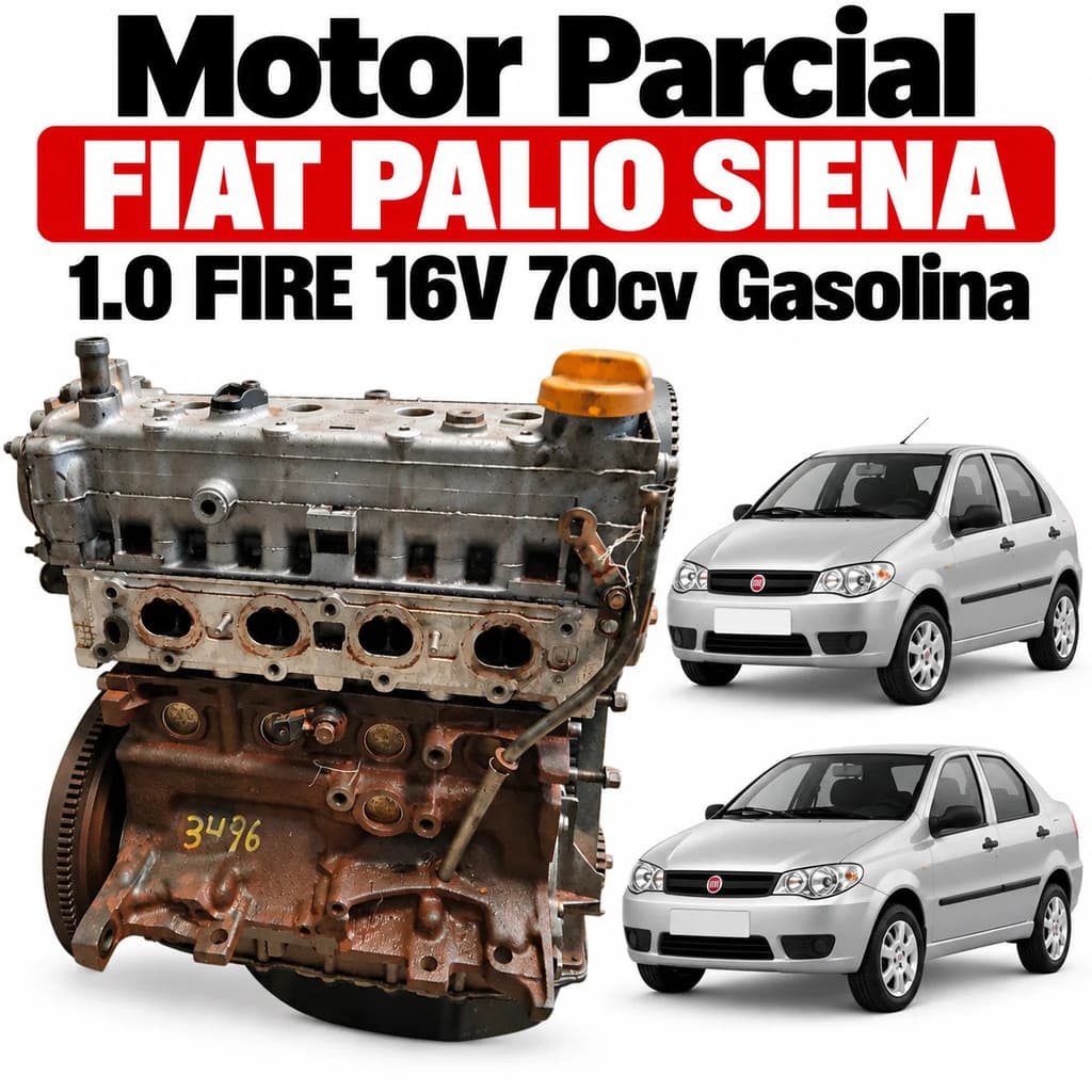 Motor Parcial Fiat Palio Siena 1.0 FIRE 16V 70cv Gasolina