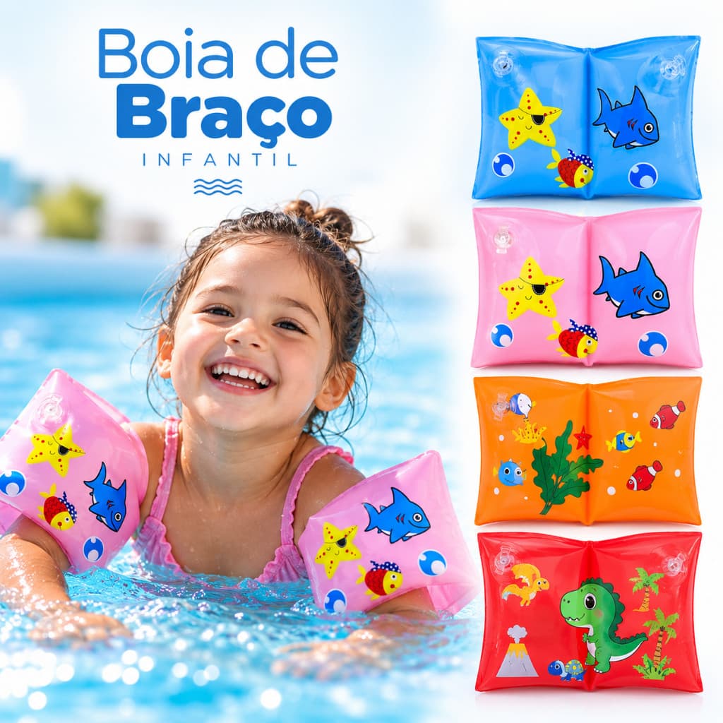 泳圈Boia de Braço Inflável Peixinhos Infantil Criança Piscina Praia Par