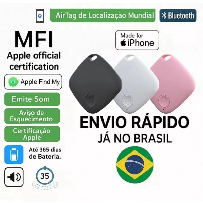 Rastreador AirTag Smart Tag MFI Localizador GPS Mala Carro Moto Pet Criança Sem Limite de Distância