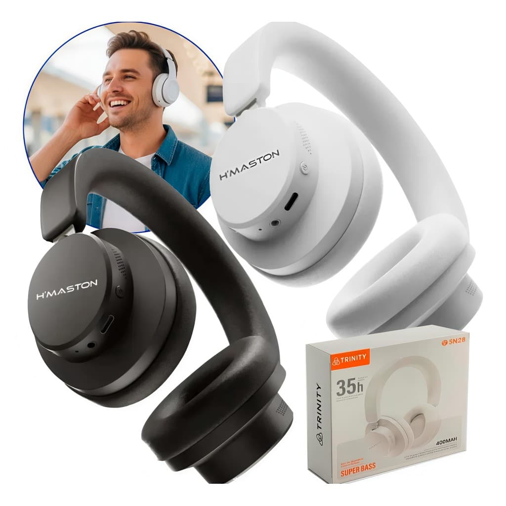 Fone de Ouvido Headphone Sem Fio Bluetooth 5.3 Redução de Ruído Longa Duração H'maston SN-28