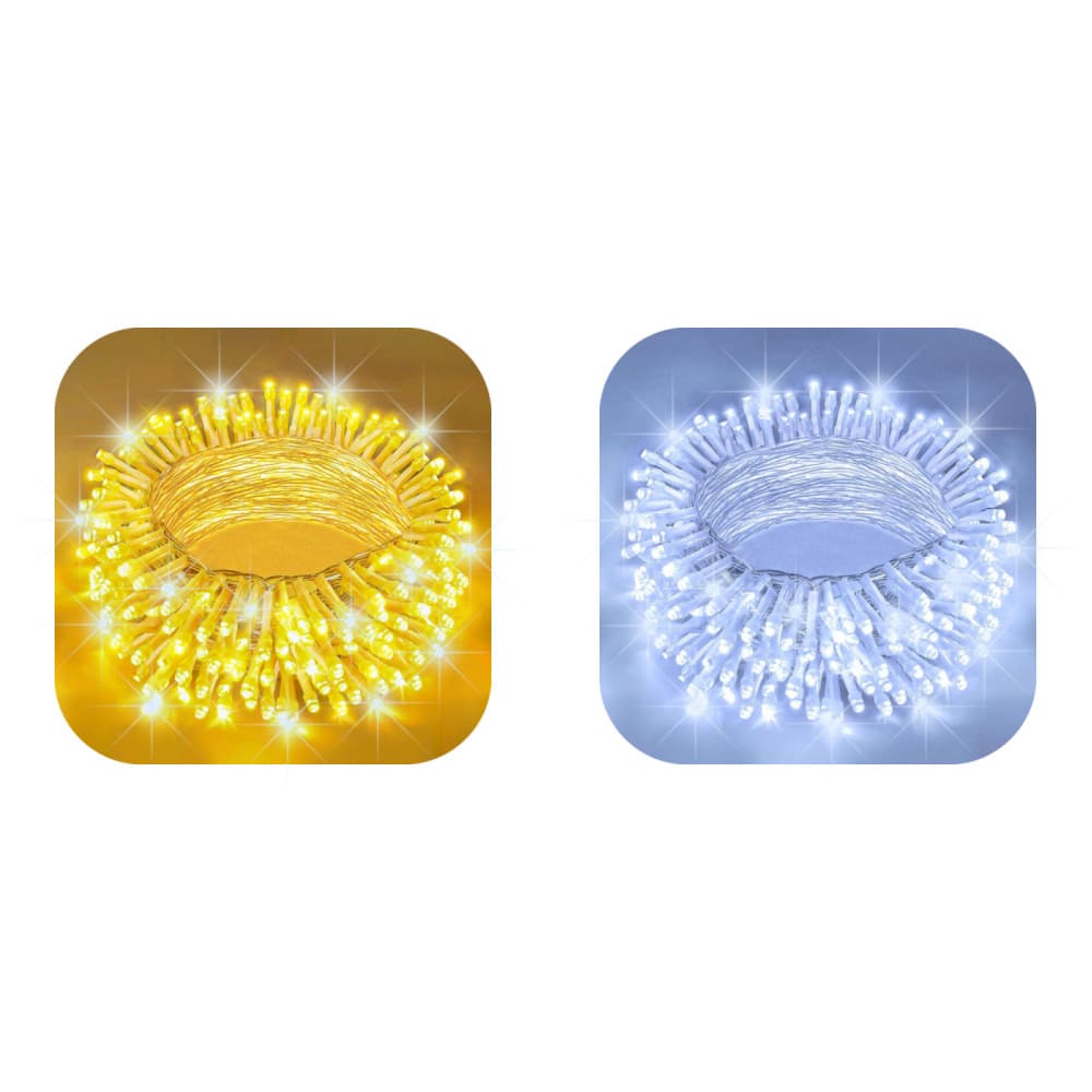 Cordão 300 Leds Com Strobo 30 Metros Prova D'água Fio Transparente Natal Bivolt