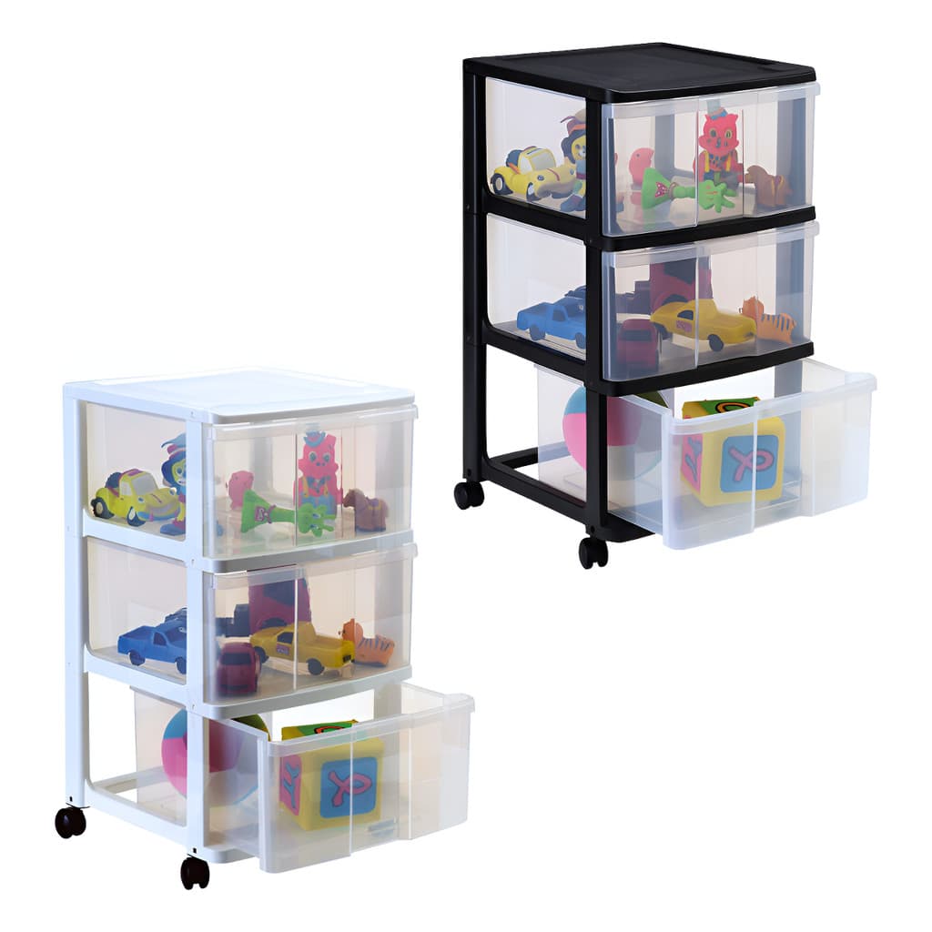 Organizador 3 Gavetas Grande Com Rodinhas Plástico Resistente