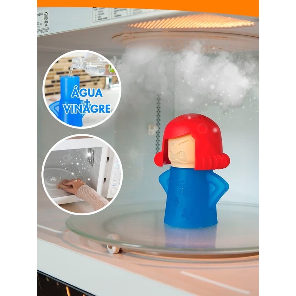 Limpador De Microondas A Vapor Boneca Angry Mama Limpa Higieniza Tira Manchas Anti Odores