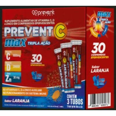 Prevent C Max Tripla Acao Vit C+D+Zinco 30cp Eferv - Prevent