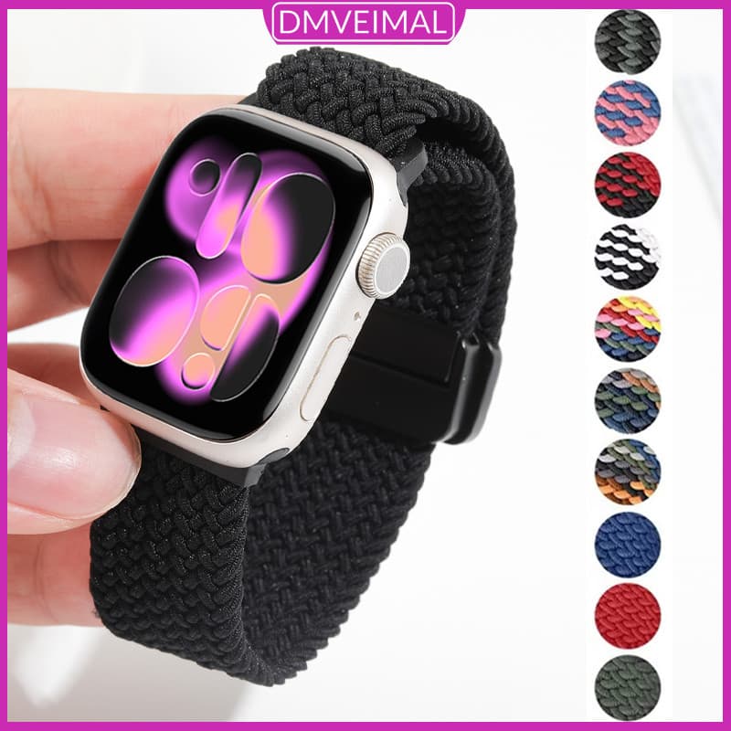 Pulseira Magnética De Nailon Para Relógio IWatch Apple Watch SE Ultra 3 2 Series 11 10 9 8 7 49 46 45 44 42 41 40 38mm