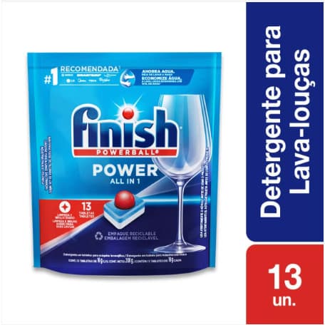 Detergente Lava Louças Finish Powerball all in 1 com 13 Tabletes