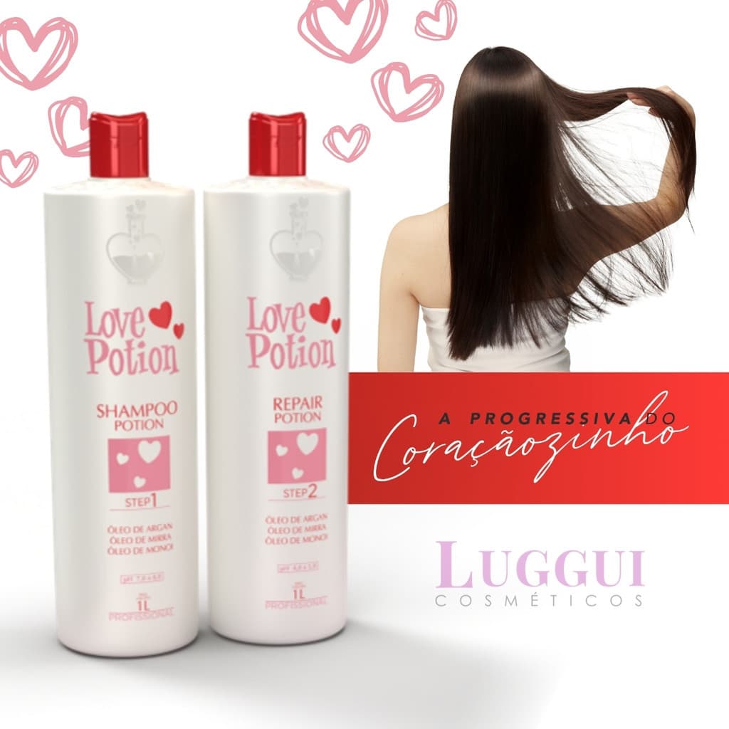 Escova Progressiva Repair 2 Passos 2x 1L (Shampoo e Ativo)  Love Potion