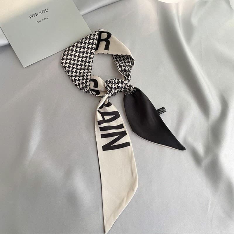 Houndstooth carta cinta pequeno longo listrado lenço de seda com terno coreano pequeno cachecol primavera outono All-Mat