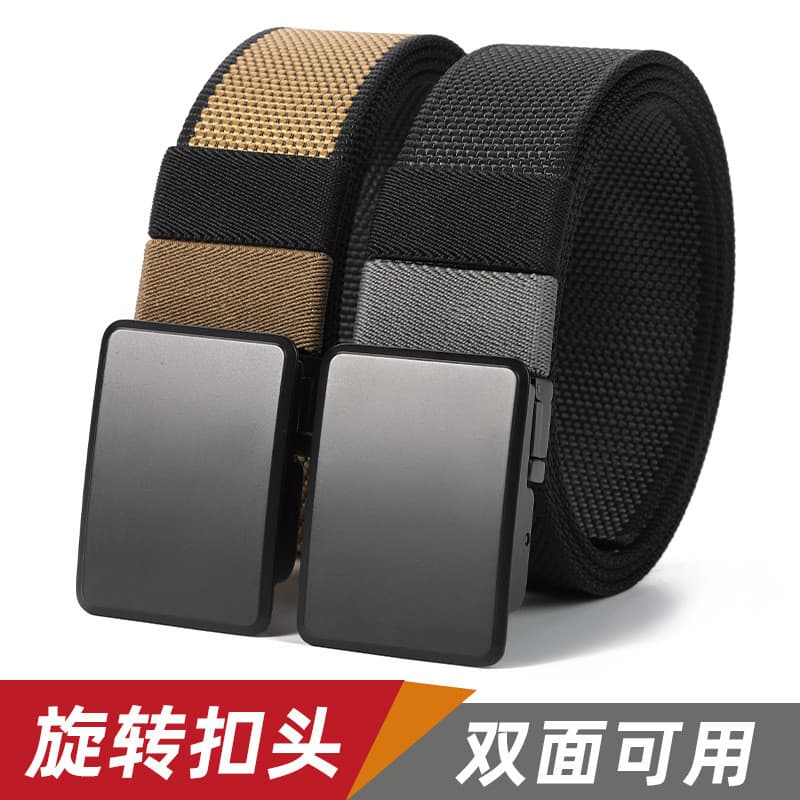 Cross-Border venda quente fivela rotativa dupla face cor cinto de náilon masculino Casual All-Match simples lona