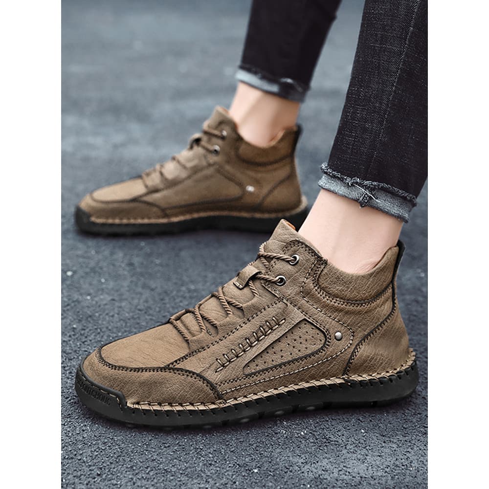 Outono inverno Martin botas masculinas de cano médio plus Size mais veludo estilo britânico macacão botas na moda All-Ma