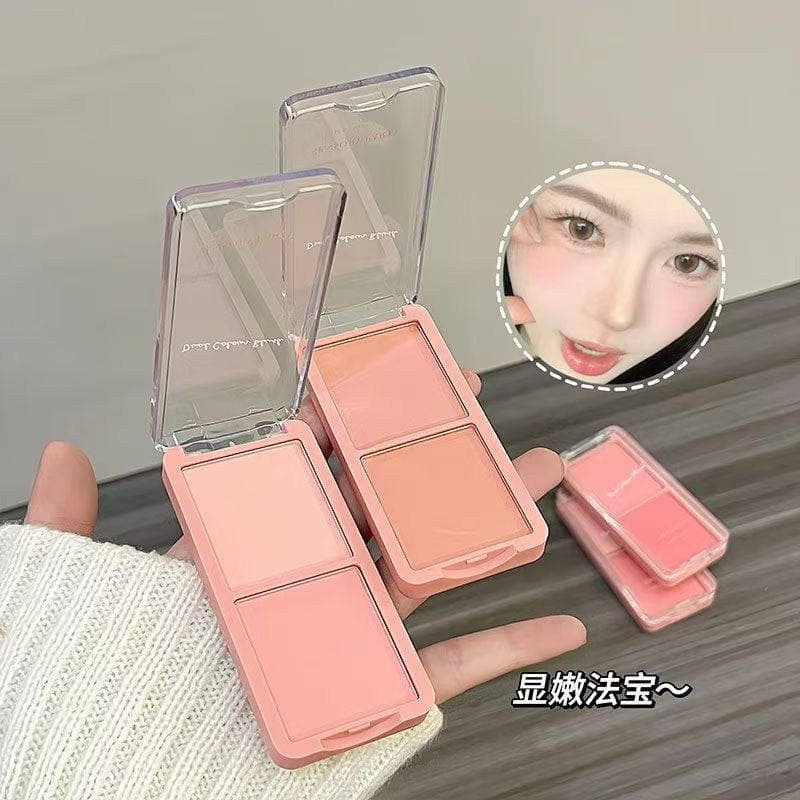 Recomendado!Paleta de Blush de duas cores, expansão de clareamento, cor retrátil, fosco, brilho Natural, destaque, pó de