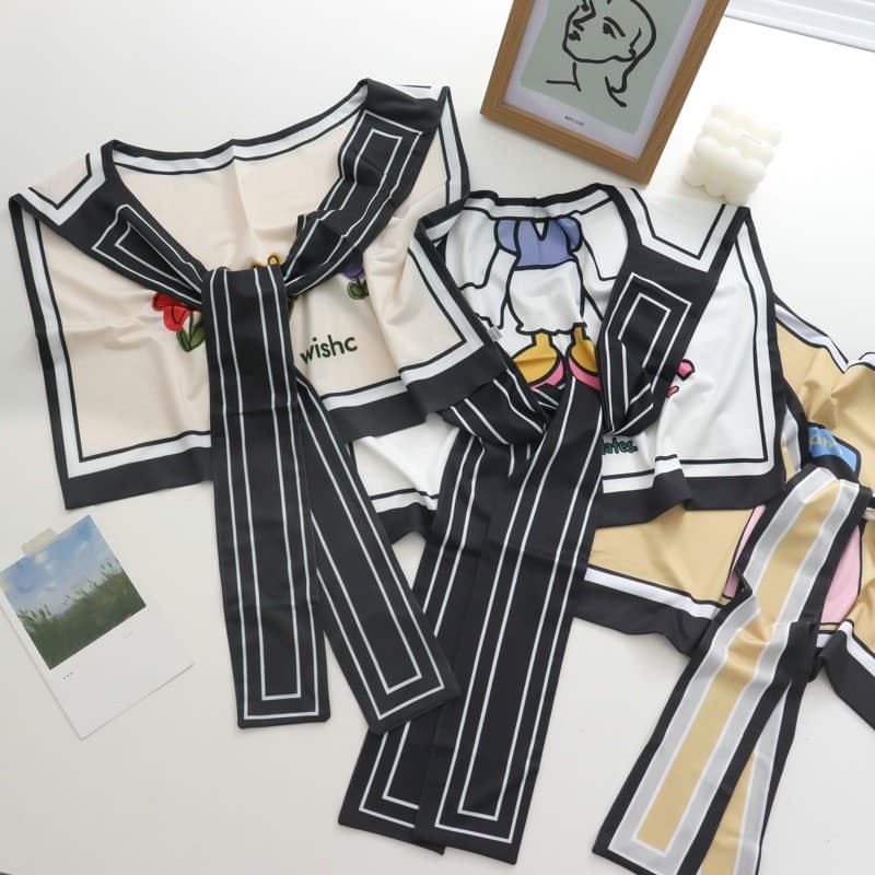 Verão outono bonito gelo seda estilo fino atado ar condicionado xale feminino impresso decorativo pequeno colete cacheco