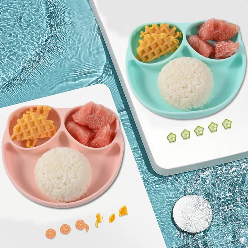 Prato infantil com ventosa Tigela bebê alimentação complementar Tigela silicone com ventosa fundo Prato de jantar do beb