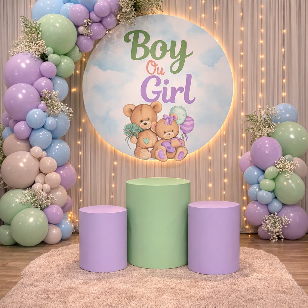 Kit Painel De Festa Capas Veste Facil Chá Revelação Menino Menina | Envio Já