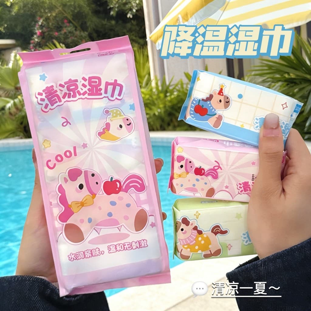 Lenços umedecidos para resfriamento de verão, Mini bolsa pequena, portátil, prevenção de insolação, adesivos de resfriam