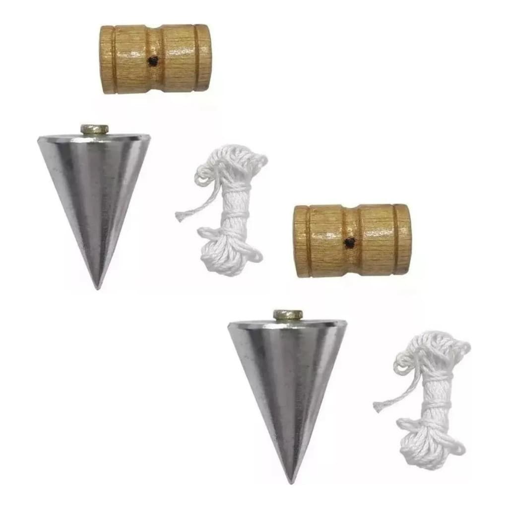 Kit 2 Prumo De Centro. 300 G. Corpo De Aço. Cordão 5 Metros